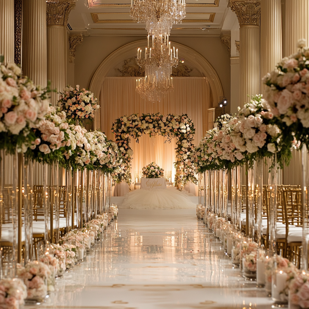 Elegant wedding ceremony setup with neutral tones and floral arrangements, capturing a moment of calm and sophistication to inspire elevated guest experiences.